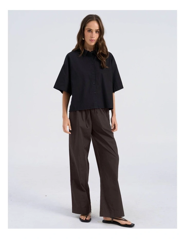 Susi Loose Cotton Pants in Chocolate image 3