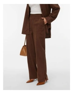 Mira High Waisted Slit Pants in Brown