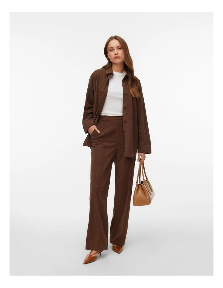 Mira High Waisted Slit Pants in Brown image 4