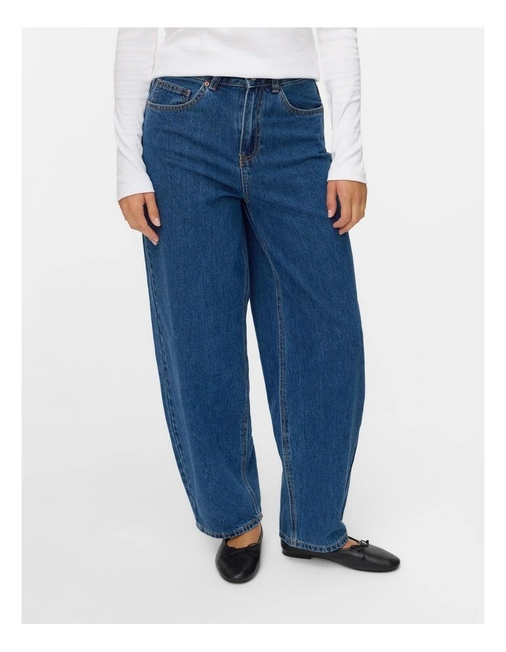 Billie High Rise Barrel Jeans in Mid Blue Denim image 1