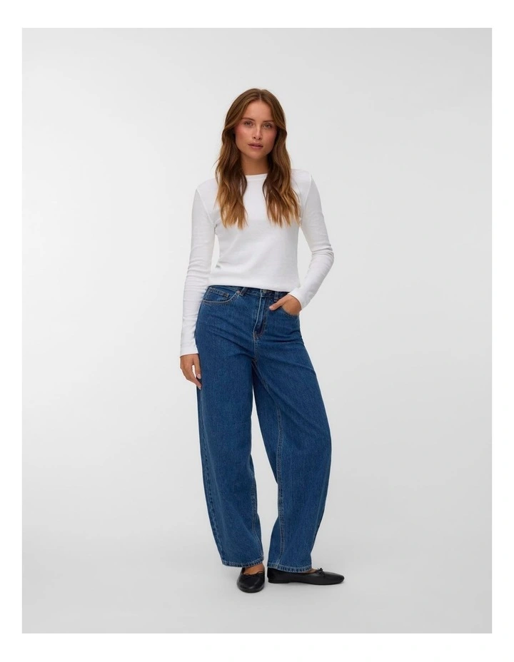 Billie High Rise Barrel Jeans in Mid Blue Denim image 2