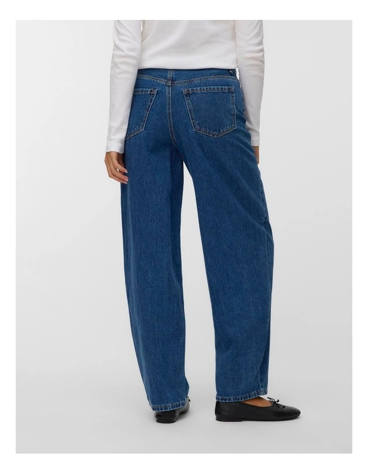 Billie High Rise Barrel Jeans in Mid Blue Denim image 3