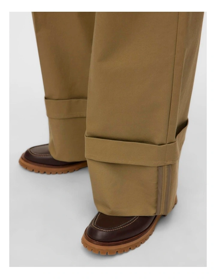 Kora High Waisted Wide Fold Up Pants in Khaki image 2
