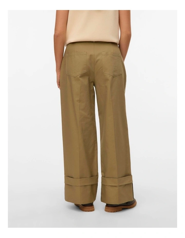 Kora High Waisted Wide Fold Up Pants in Khaki image 4