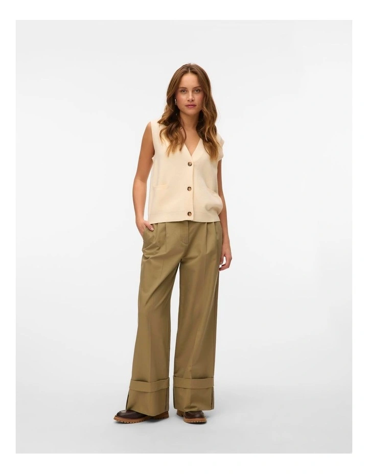 Kora High Waisted Wide Fold Up Pants in Khaki image 5