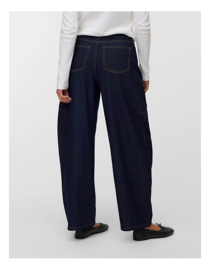 Kaitlin High Waisted Wide Barrel Jeans in Dark Denim image 2