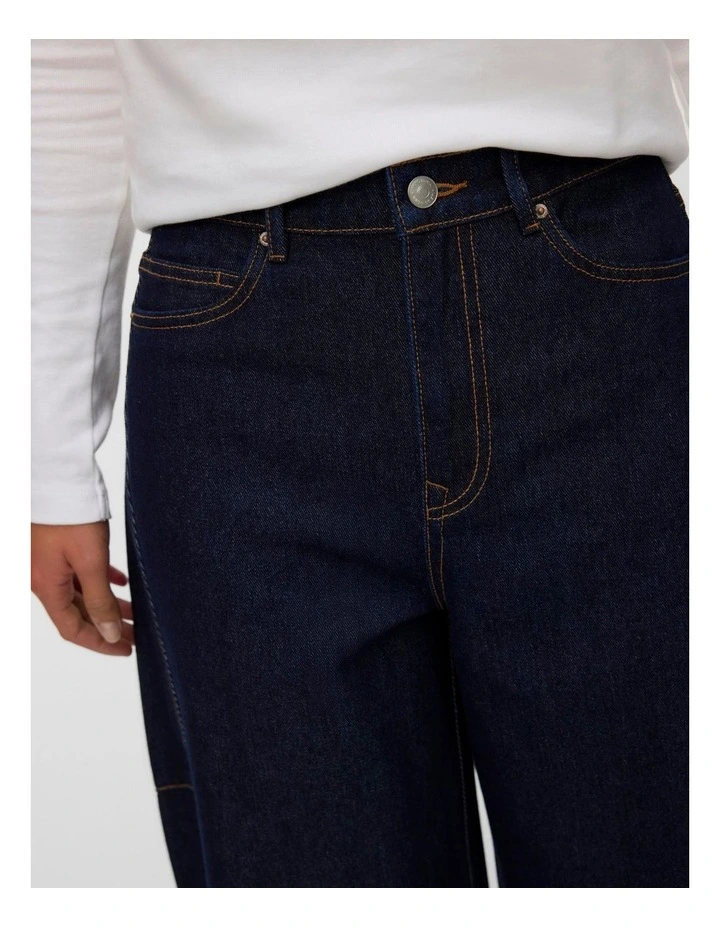 Kaitlin High Waisted Wide Barrel Jeans in Dark Denim image 3