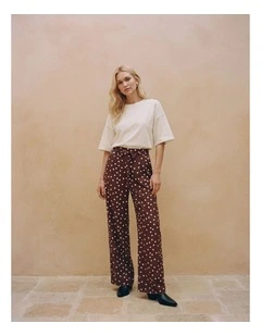 Elisa Wide Polka Dot Pants in Chocolate
