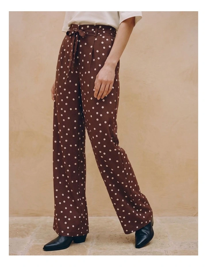 Elisa Wide Polka Dot Pants in Chocolate image 2
