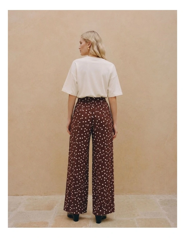 Elisa Wide Polka Dot Pants in Chocolate image 3