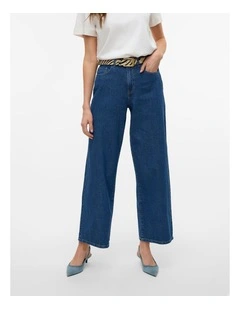 Kirsa Wide Leg Jeans in Medium Blue Denim