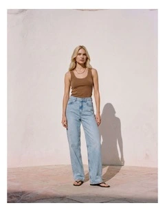 Estelle Barrel Jeans in Light Blue Denim