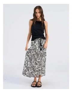 Bali Printed Maxi Skirt in Cream