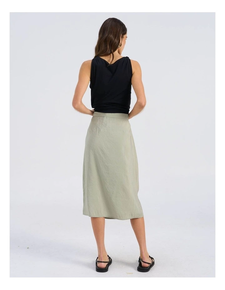 Rose Buttoned Midi Skirt in Khaki image 6