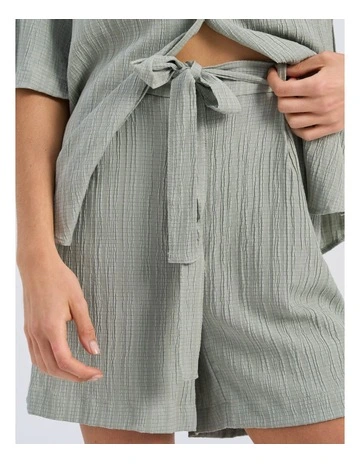 Ricki High Waisted Tie Shorts in Khaki