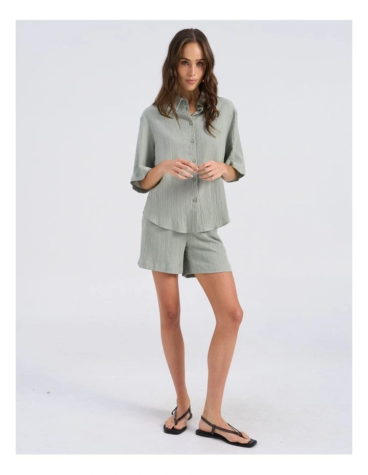 Ricki High Waisted Tie Shorts in Khaki image 4