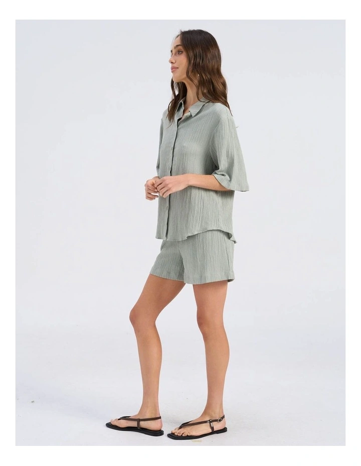 Ricki High Waisted Tie Shorts in Khaki image 5