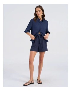 Ricki High Waisted Tie Shorts in Navy