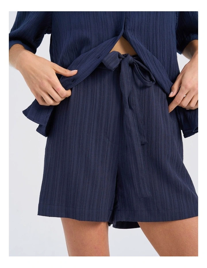 Ricki High Waisted Tie Shorts in Navy image 2
