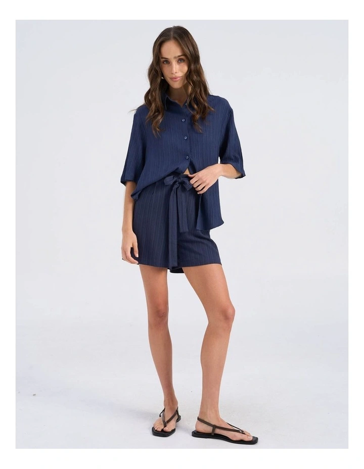Ricki High Waisted Tie Shorts in Navy image 3