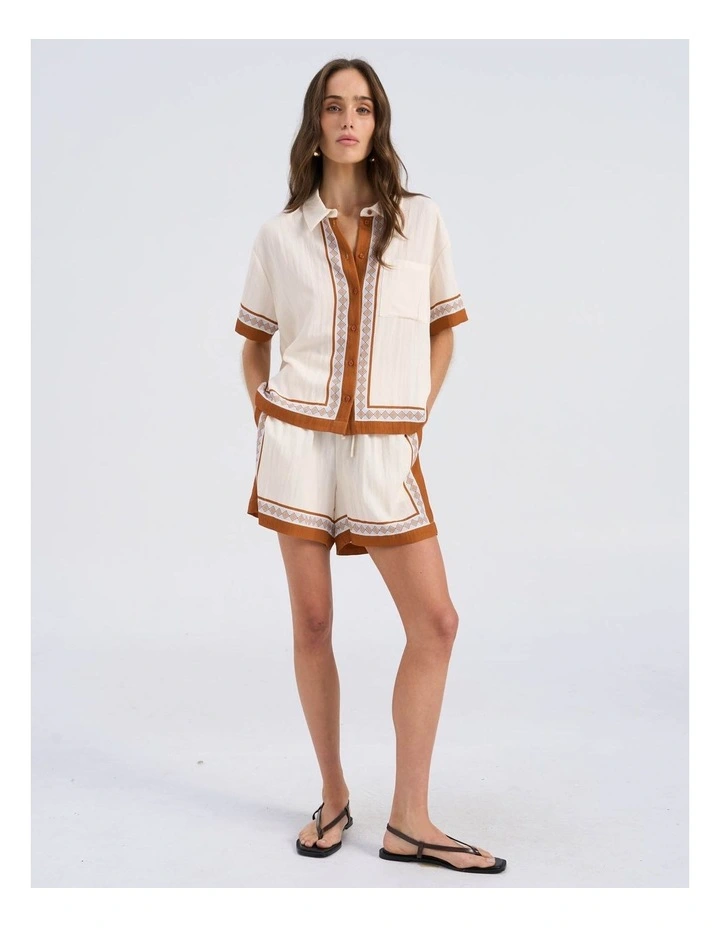 Elise High Waisted Printed Shorts in Cream image 3