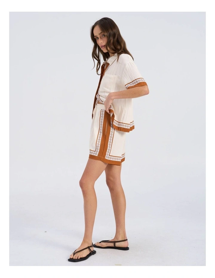 Elise High Waisted Printed Shorts in Cream image 4