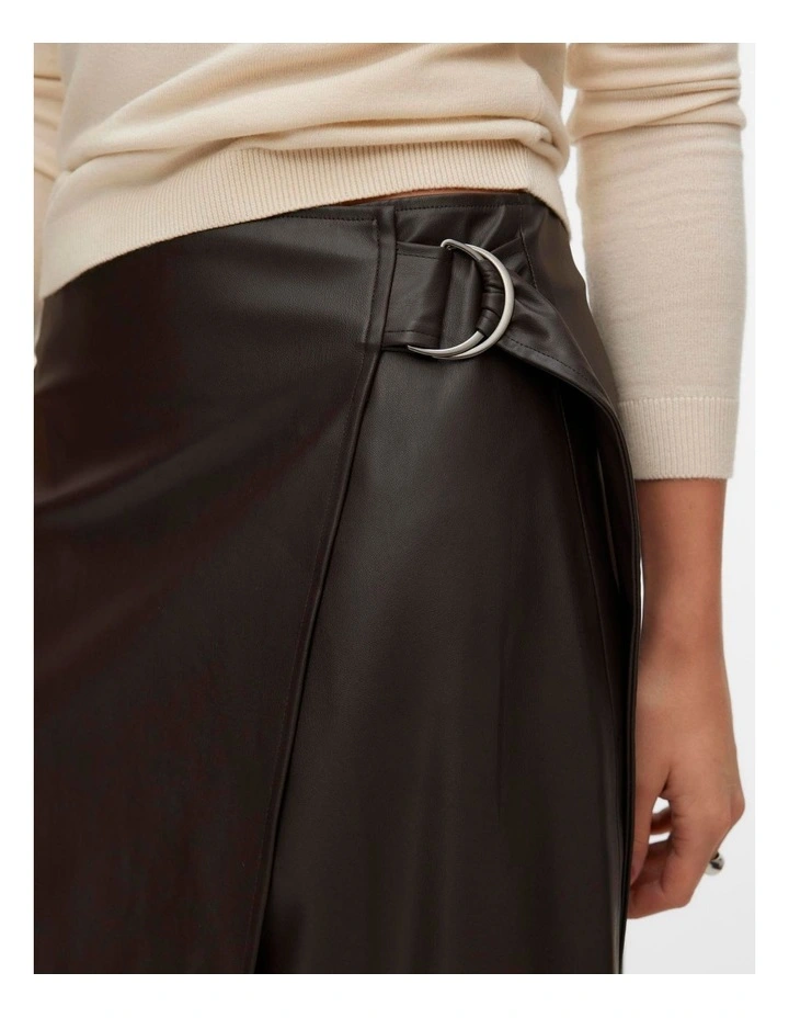 Polly High Waisted Midi Wrap Skirt in Brown image 2