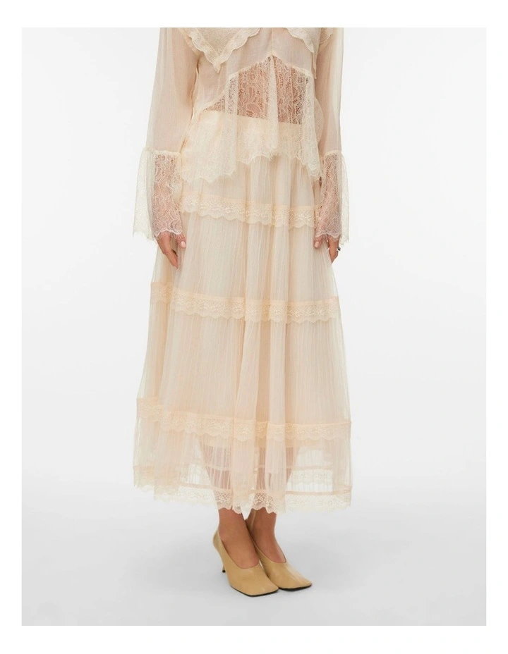 Kinsley Lace Maxi Skirt in Cream image 1