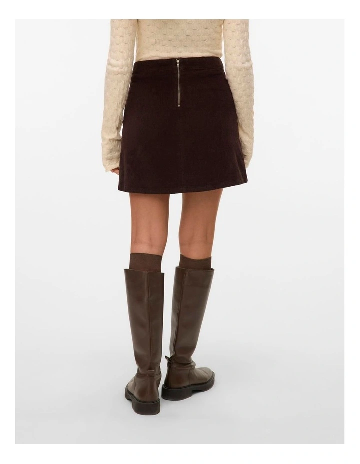 Kata High Waisted Corduroy Pleated Mini Skirt in Chocolate image 3