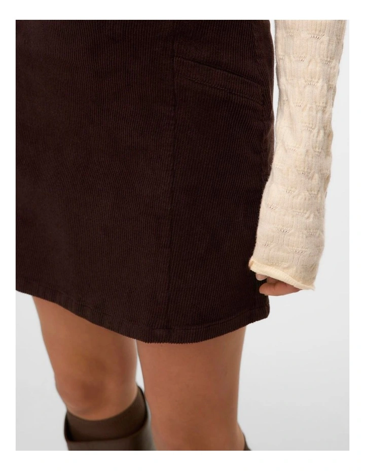 Kata High Waisted Corduroy Pleated Mini Skirt in Chocolate image 5