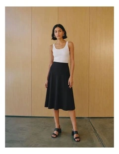 Gislena Cotton Midi Skirt in Black