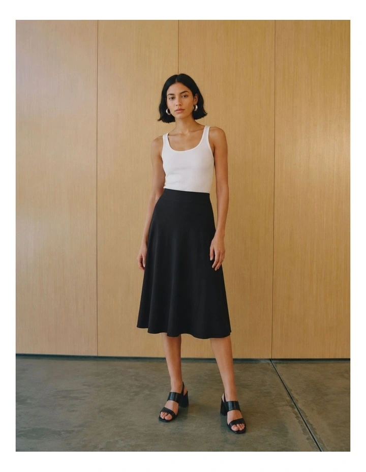 Gislena Cotton Midi Skirt in Black image 1