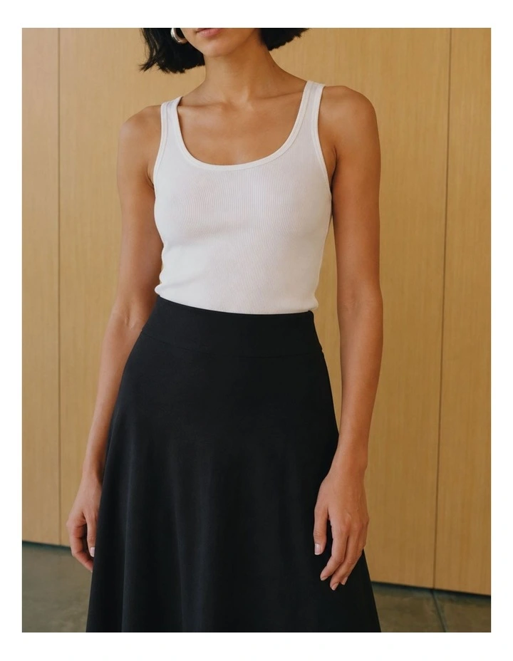 Gislena Cotton Midi Skirt in Black image 2