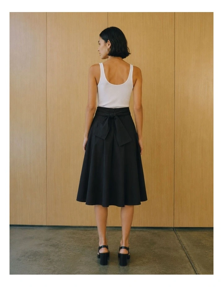 Gislena Cotton Midi Skirt in Black image 3