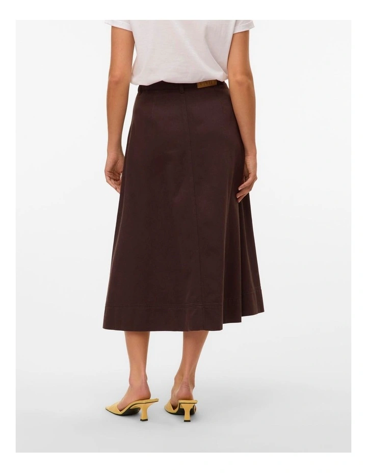 Filia High Waisted Denim Midi Skirt in Brown image 3