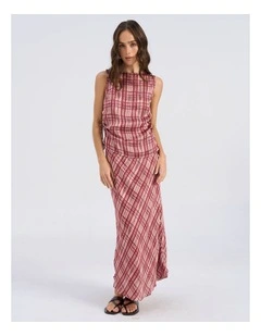 Lise Check Maxi Skirt in Pink