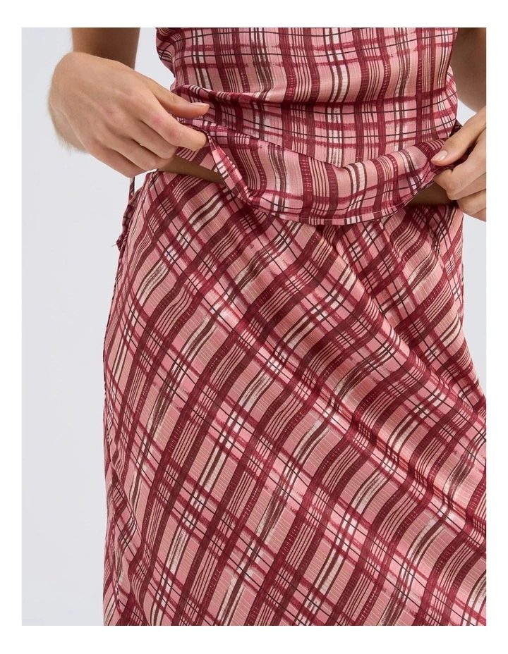 Lise Check Maxi Skirt in Pink image 2