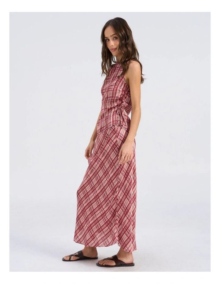 Lise Check Maxi Skirt in Pink image 4