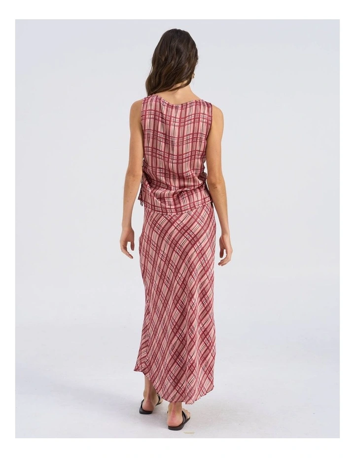 Lise Check Maxi Skirt in Pink image 5
