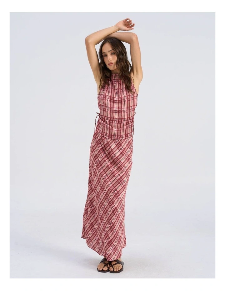 Lise Check Maxi Skirt in Pink image 6
