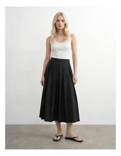 Friba High Waisted Maxi Skirt in Black
