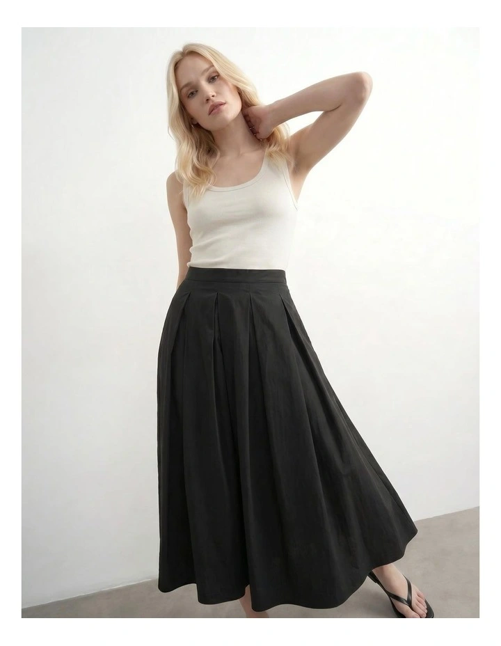 Friba High Waisted Maxi Skirt in Black image 2