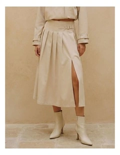 Manonsia Belted Midi Skirt in Ivory