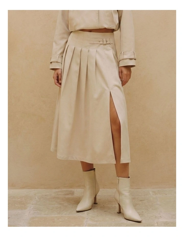Manonsia Belted Midi Skirt in Ivory image 1