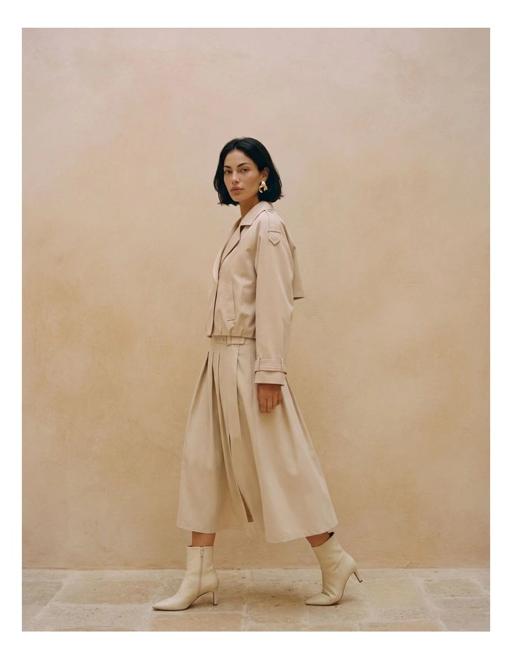 Manonsia Belted Midi Skirt in Ivory image 2