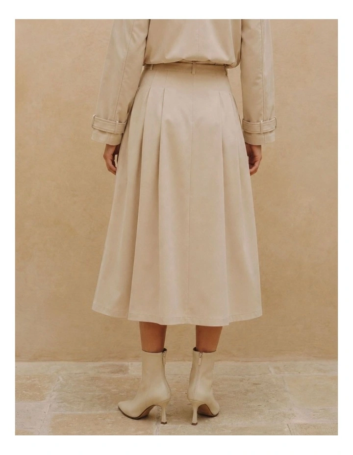Manonsia Belted Midi Skirt in Ivory image 3