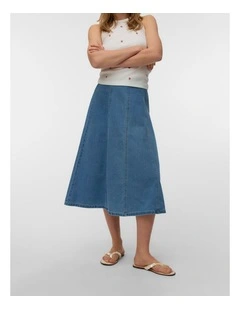 Sigga Midi Denim Skirt in Light Blue