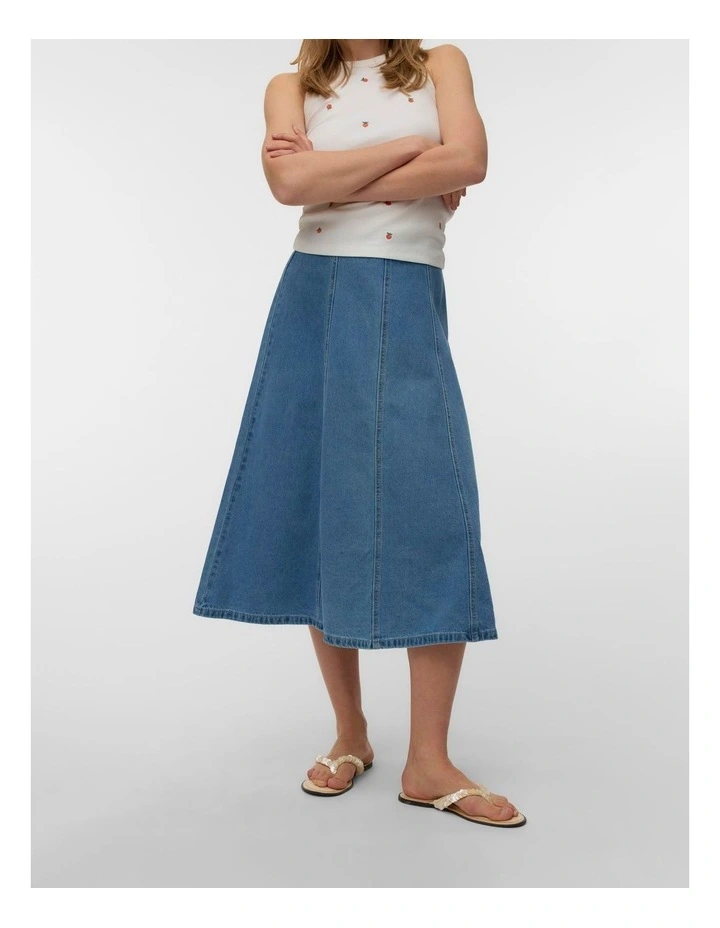 Sigga Midi Denim Skirt in Light Blue image 1
