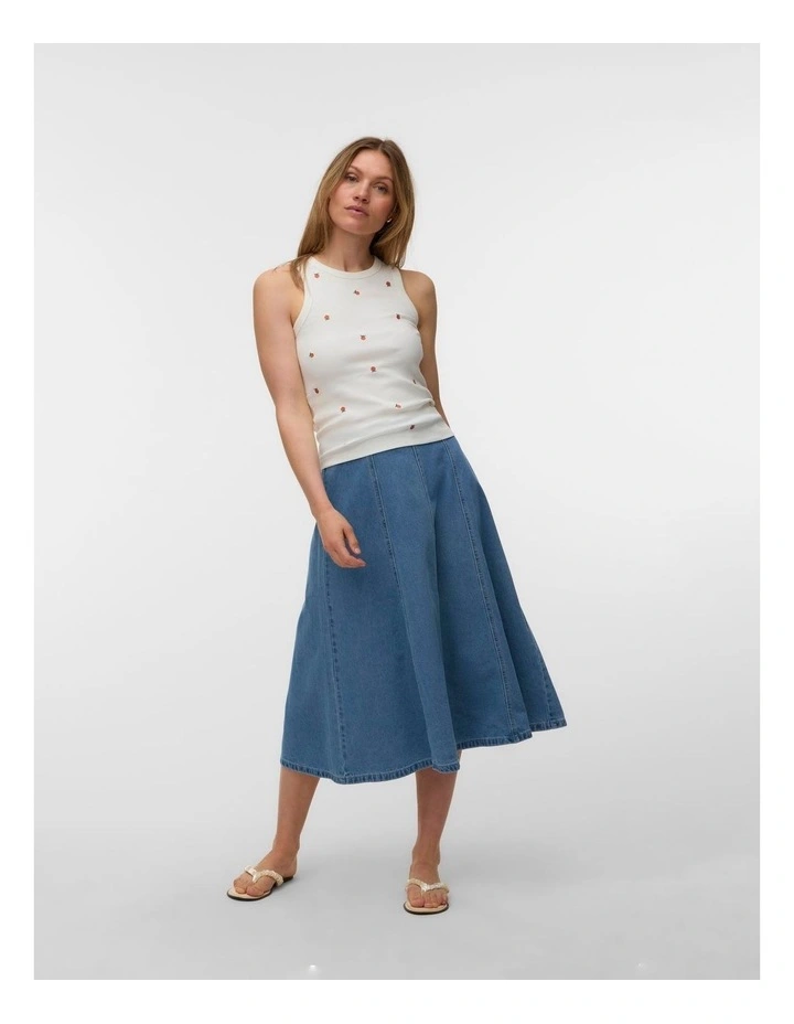 Sigga Midi Denim Skirt in Light Blue image 3