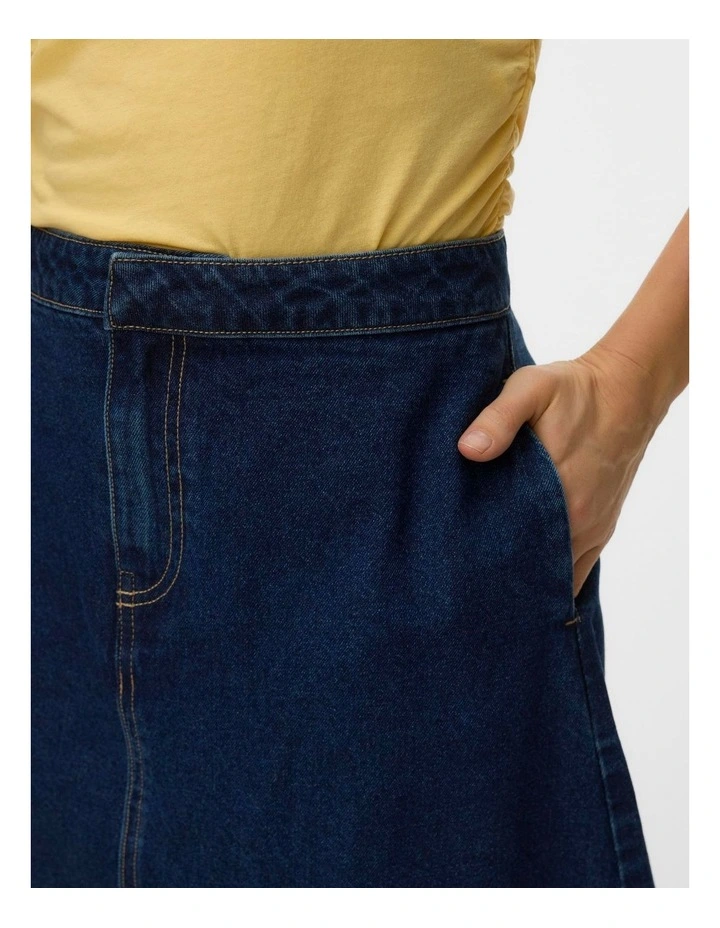 Linda Balloon Midi Skirt in Dark Denim image 2